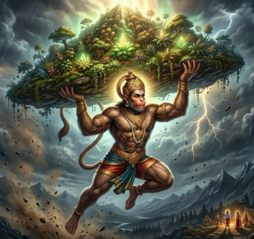 संजीवनी पर्वत लाते हनुमान जी